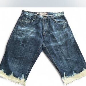 Vintage Artful Dodger Men's Blue Denim Distressed Shorts